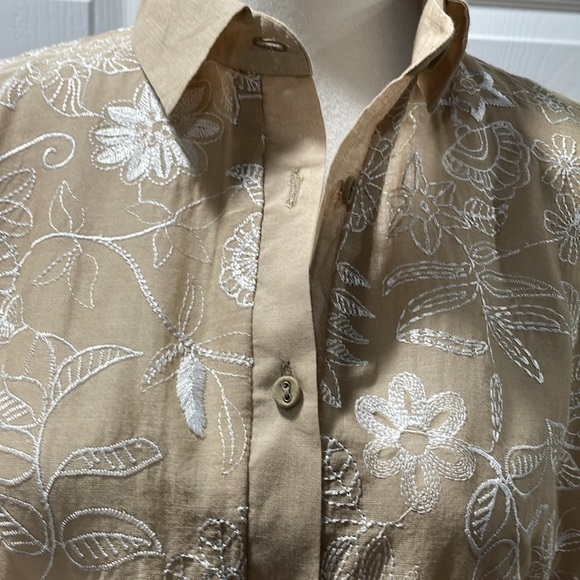 Gretchen Scott Botanical Garden Beige Embroidered Top Tunic Small, like new - Picture 5 of 7